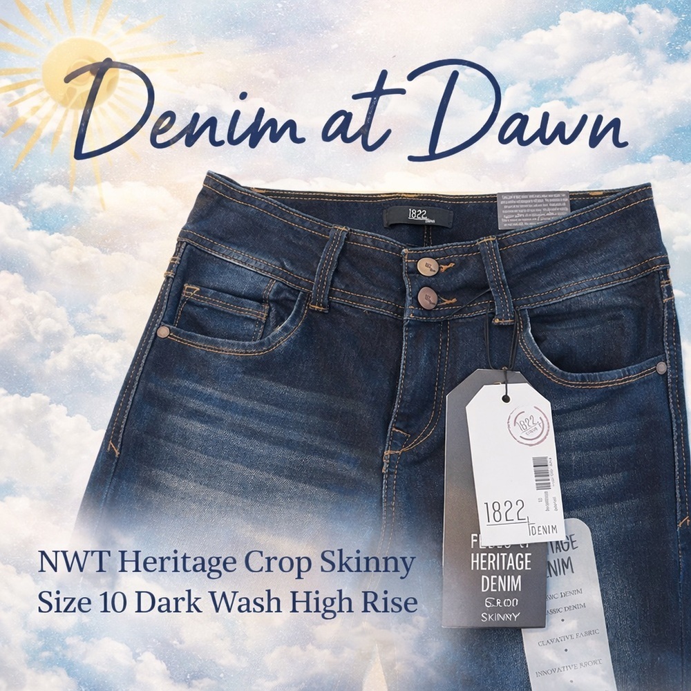NWT 1822 Denim Heritage Crop Skinny Jeans Size 10 Dark Wash High Rise